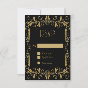 Art deco gold elegant convite para casamento