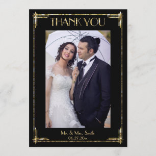 Art Deco Gold Foil Obrigado Cartões De Casamento