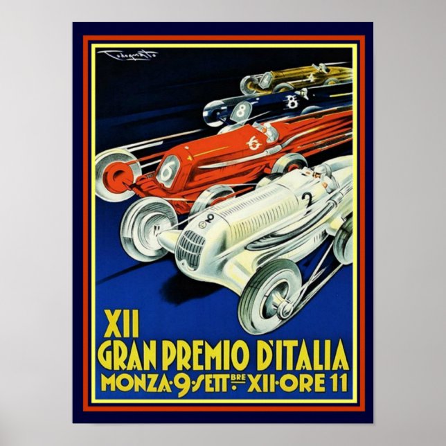 Art Deco Gran Premio D'Italia Poster 12 x 16 (Frente)