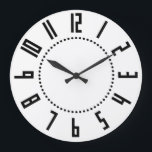 Art Deco - grande relógio de parede redonda<br><div class="desc">Redondo (grande) relógio de parede no estilo Art Deco com algarismos pretos em fundo branco.</div>