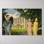 Art Deco Greenway House Poster<br><div class="desc">This stylish Agatha Christie inspired Art Deco poster was hand painted in acrylic by Emma Childs inspired from Agatha Christie's novel 'Towards Zero' featuring Neville Strange and his current and ex wife at Greenway House in Devon, described by Agatha Christie as the most beautiful place in the world, and she...</div>