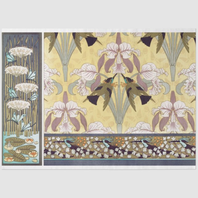 Art Deco Irisa Papel Floral Decoupage (Frente )