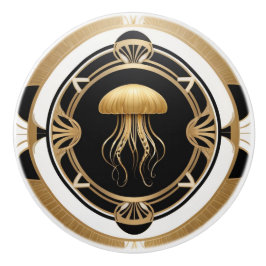 Art Deco Jellyfish Black White Jelly Fish