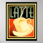 Art Deco Latte Poster 16 x 20<br><div class="desc">Belo ousado Art Deco Latte Café Poster 16 x 20</div>