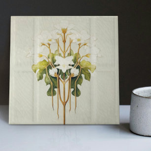 Art Deco Lilly Wall Decor Art Nouveau Azulejo cerâ