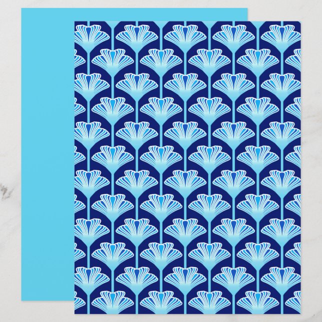 Art Deco Lily, Cobalt Blue, Aqua e White (Frente/Verso)