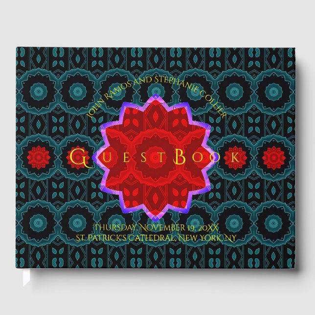 Art Deco Livro de Convidados Floral (Frente)