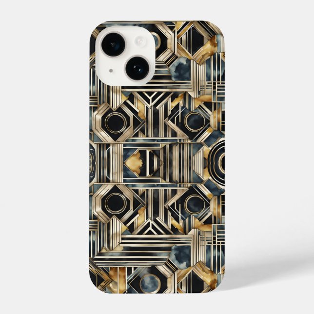 Art-deco marble Black and gold Jazzy Geometric  (Verso)