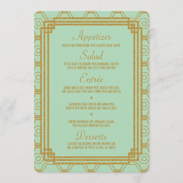 Art Deco Mint Menu Wedding (Frente)