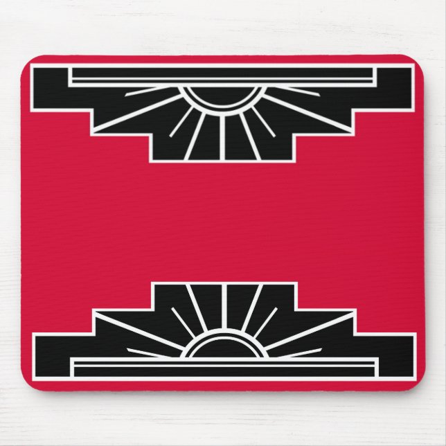 Art Deco Motif em B&W e Red Mouse Pad (Frente)