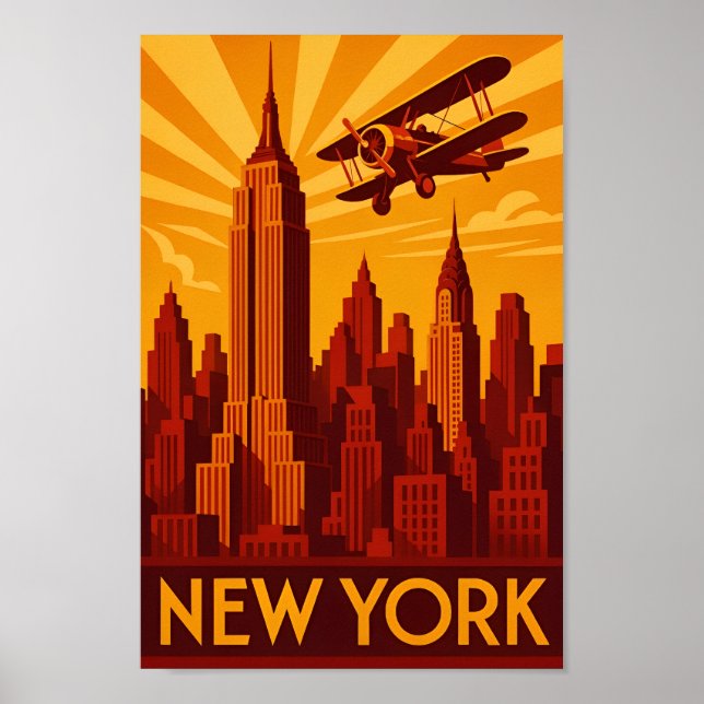 Art deco New York poster print (Frente)