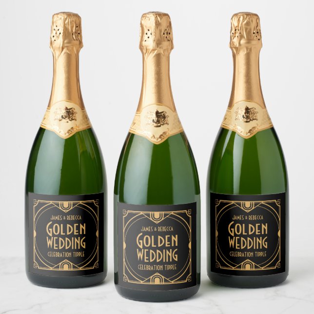 Art Deco Nomes de Ouro CelebratIon Preto (Garrafas)