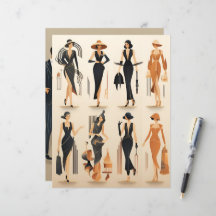 Art Deco Paper Dols Scrapbook Paper