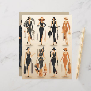 Art Deco Paper Dols Scrapbook Paper