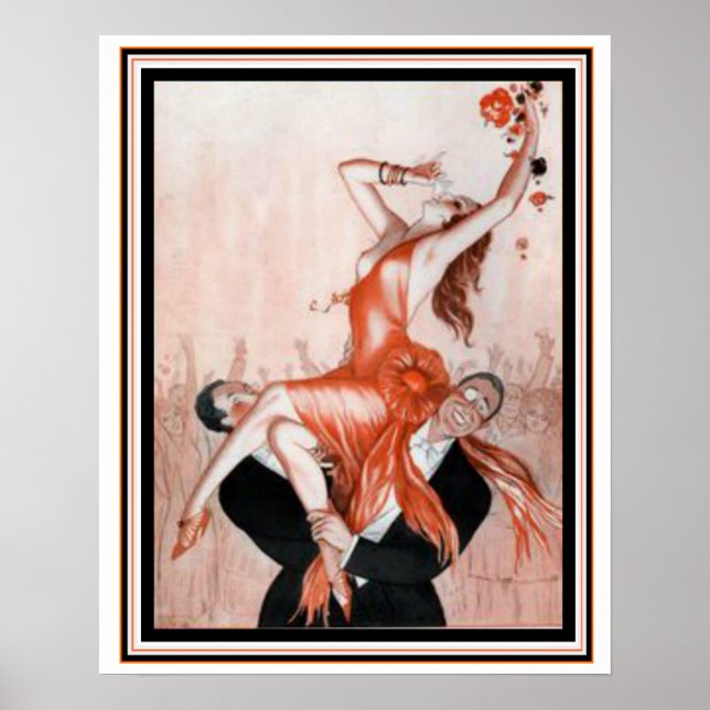 Art Deco "Party Girl" Poster 16 x 20 (Frente)