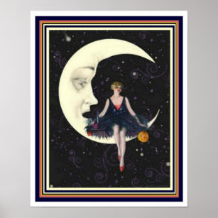 Art Deco "Party on the Moon"  16 x 20 Poster