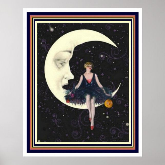 Art Deco "Party on the Moon" 16 x 20 Poster (Frente)