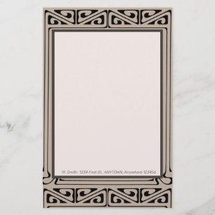 Art Deco Personalizado Preto, Marrom, Creme