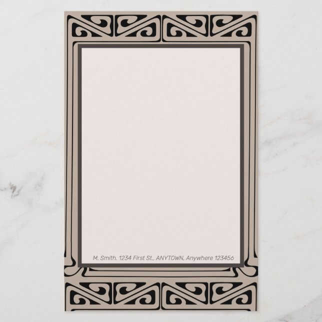 Art Deco Personalizado Preto, Marrom, Creme (Frente)