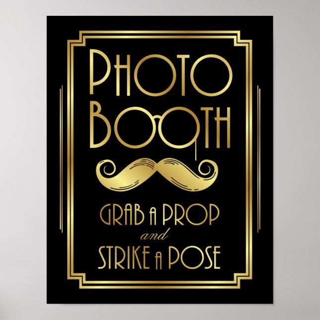 Art Deco PHOTO BOOTH GRAB A PROP Sign Impressão (Frente)
