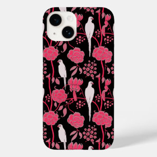 ART DECO PINK FLOWERS, PARROGAS BRANCAS EM PRETO