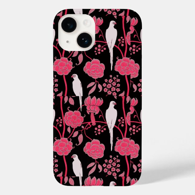 ART DECO PINK FLOWERS, PARROGAS BRANCAS EM PRETO (Verso)