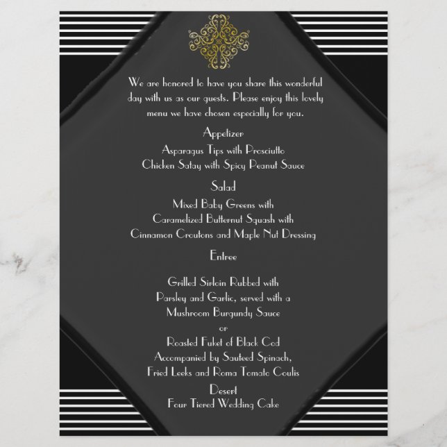 Art Deco Posh Wedding Menu (Frente)