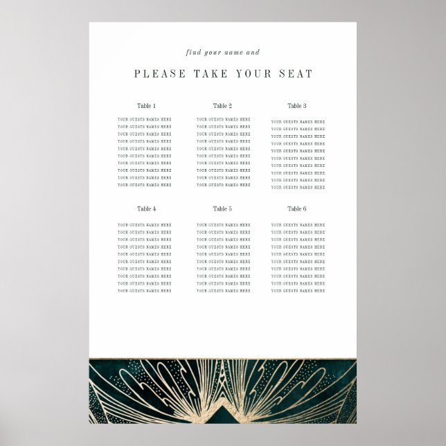 Art deco poster Emerald verde e ouro (Frente)