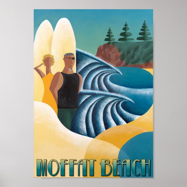 Art Deco Poster Moffat Beach (Frente)