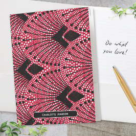 Art Deco Retro Red Black White Peacock Padrão