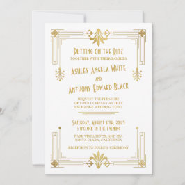 Art Deco Roaring 20s Convite Dourado para Casament