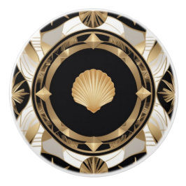 Art Deco Seashell Black White e Dourado Shell
