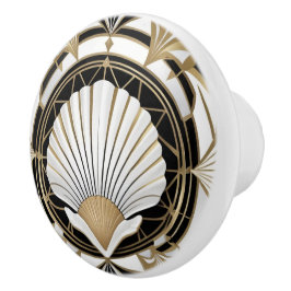 Art Deco Seashell Black White e Dourado Shell