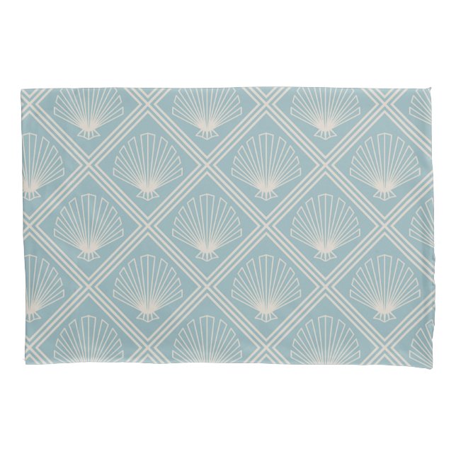 Art Deco Shell Patterin Duck Egg Blue And Beige (Frente)