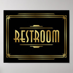 Art Deco - Sinal de RESTROOM Impressão