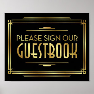 Art Deco SINAL NOSSO Sinal DE GUESTBOOK Impressão