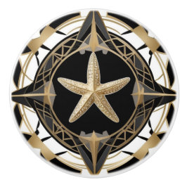 Art Deco Starfish Sea Star Black White e Dourado