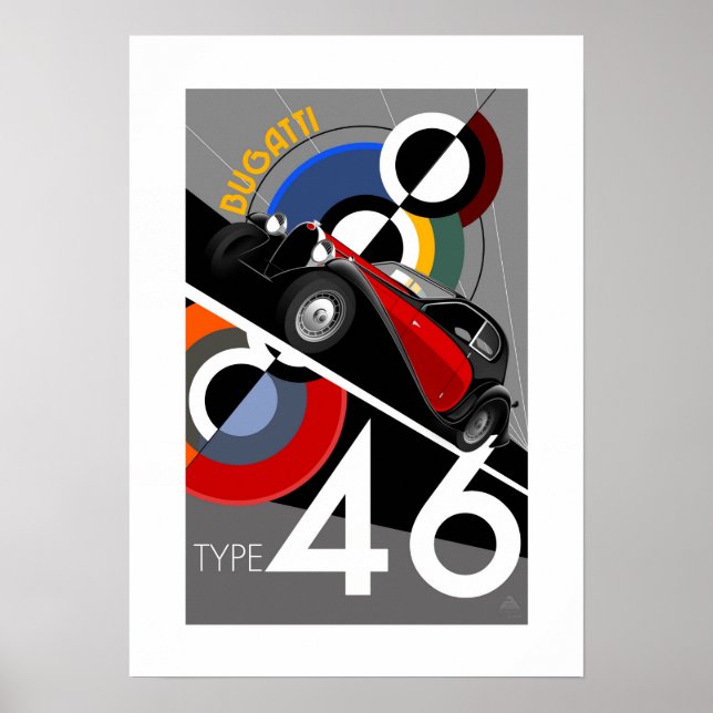 Art Deco Style Buggatti Carro Poster (Frente)
