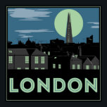 Art Deco Style London Poster<br><div class="desc">Um deco de arte inspirou um poster com um moderno horizonte de Londres.</div>