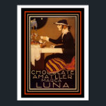 Art Deco Vintage Café Poster 12 x 16<br><div class="desc">Excelente vintage Art Deco publicou o tema Anúncio para o Chocolate Amatller Marca Luna. 12 x 16</div>
