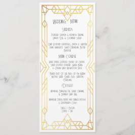 Art Deco Vintage Dourado Wedding Menu Plano