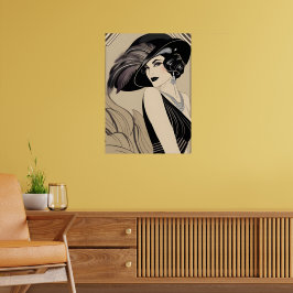Art deco Vintage rugindo a Poster de Muralha de 20