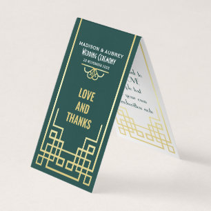 Art Deco Wedding Love & Obrigados Dourado Favor Ve