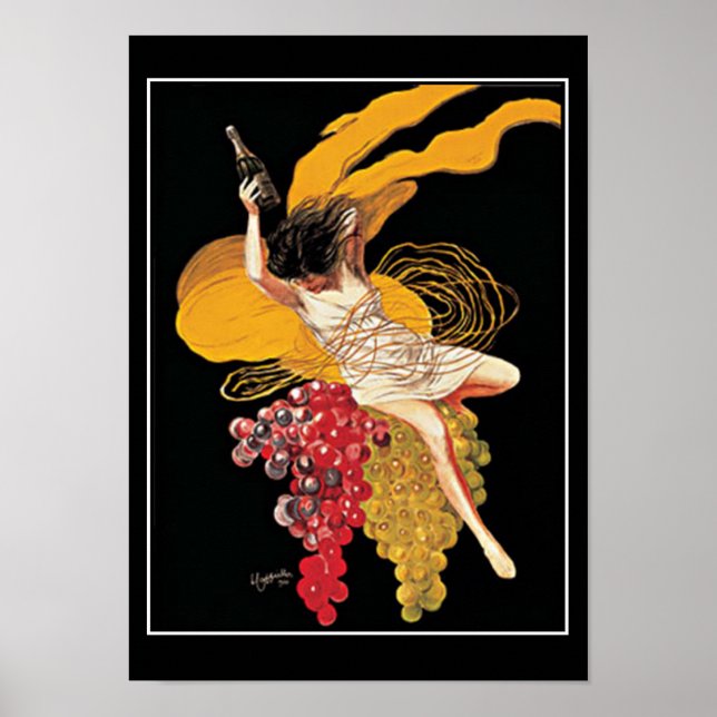 Art Deco Wine Graphics vintage Impressão (Frente)