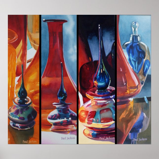 Art Glass Watercolor Menagerie Poster (Frente)