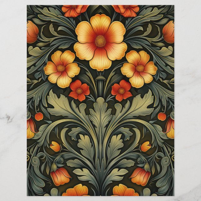 Art Neuveau Vintage Floral Scrapbook Fundo (Frente)