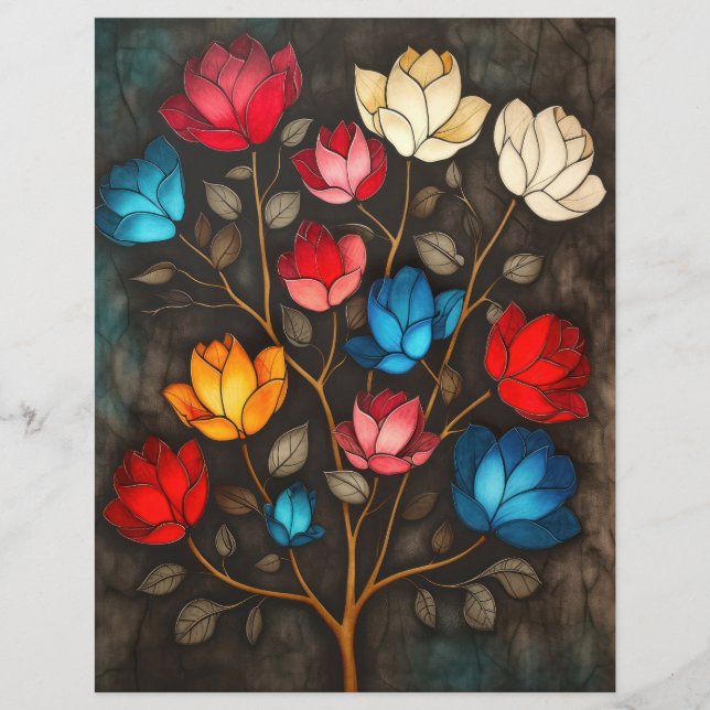 Art Neuveau Vintage Floral Scrapbook Fundo (Frente)