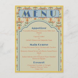 Art Nouveau 4.5" x Menu de Casamento de 6.25"