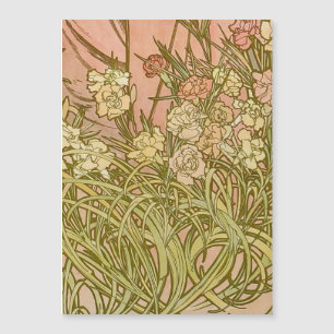 Art Nouveau Alfonse Mucha Flores de cravo florais