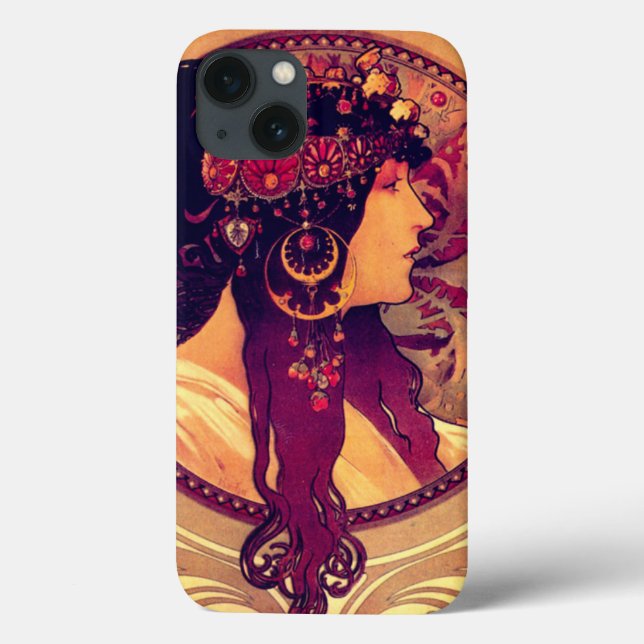 Art nouveau Alphonse Mucha Donna mulher elegante (Verso)